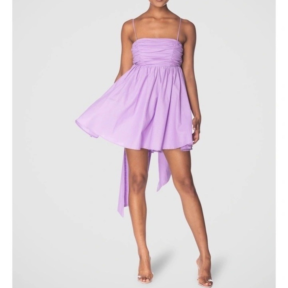 Idem Ditto Lilac Purple Ruched Bodice Mini Dress Large
